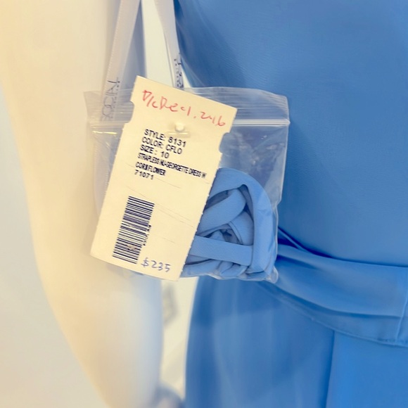 NWT SAMPLE SALE Social Dessy 8141 size 10 Cornflower Blue Nu-Georgette Pristine - Picture 6 of 7